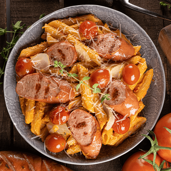 Pasta Cremosa al Asador con Salchicha Schubling